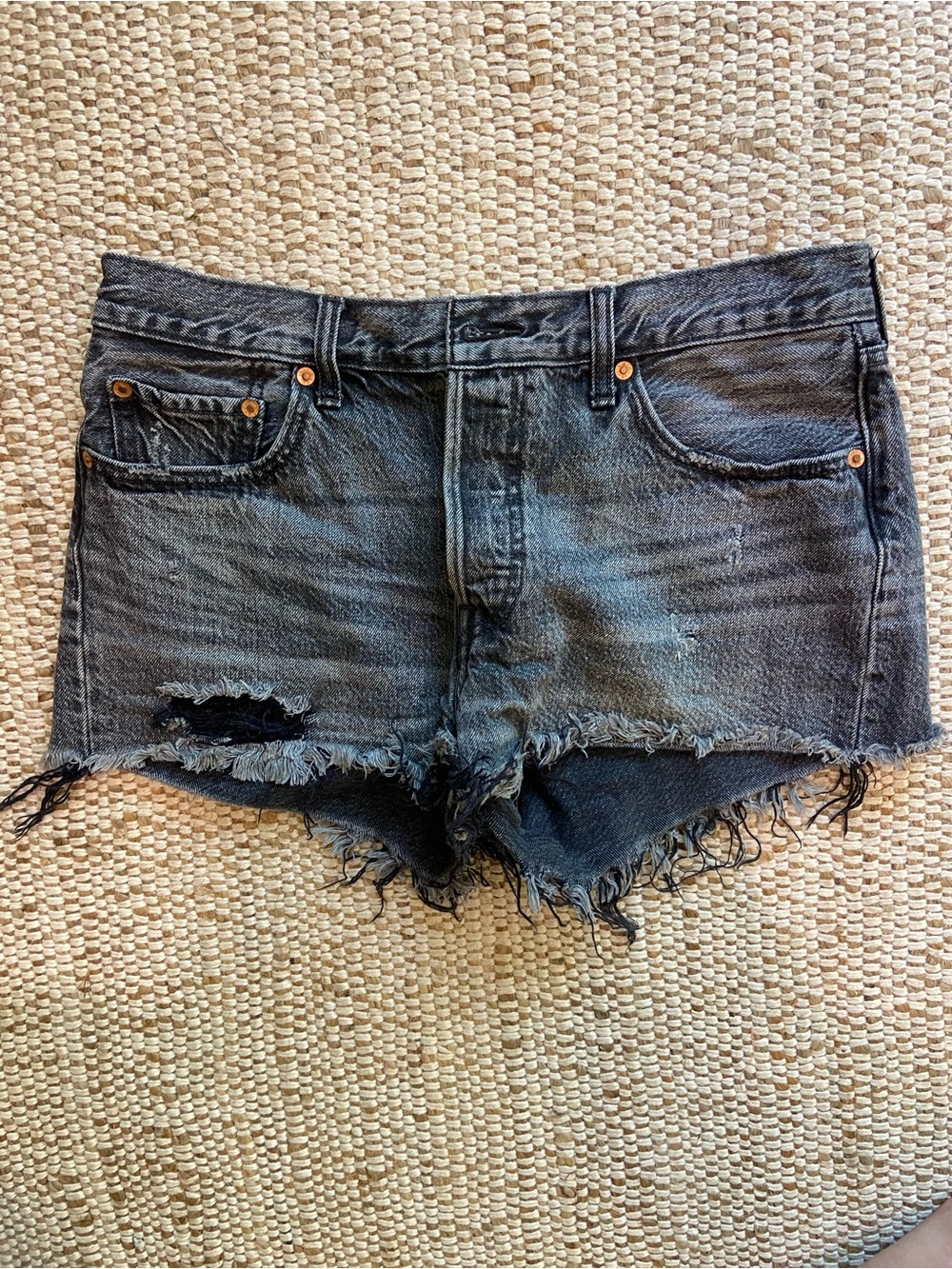 Levi's Black Distressed Cutoff Jean Shorts